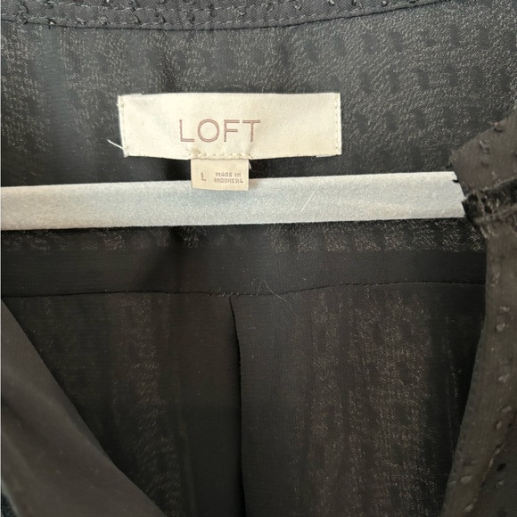 Large LOFT Black Blouse with beautiful texture and velvet accents EUC - Picture 3 of 8